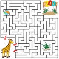 Help Giraffe to find the right path to Zoo, ball, grass. 3 entrances, 3 way. Square Maze Game with Solution. Answer under layer.