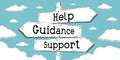 Help, guidance, support - outline signpost with three arrows Royalty Free Stock Photo