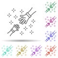 Help hands multi color icon. Simple thin line, outline vector of no gubernamental organization icons for ui and ux, website or Royalty Free Stock Photo