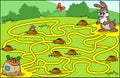 Help the hare to find his way to the bag of carrots. Educational game for children. Vector illustration Royalty Free Stock Photo