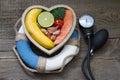 Help for heart abstract health diet food concept with lifebuoy Royalty Free Stock Photo