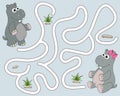 Help the hippopotamus find the pathway to girlfriend. Logic Game for kids. Entry and exit. Funny Labyrinth with solution.