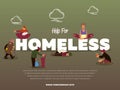 Help for homeless banner with hungry beggar