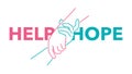 Help hope concept - drawn outline helping hands