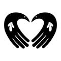 Help Hope Illustration Logo Design Hands icons and symbols. Vector heart bird