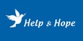 help and hope typography peace dove blue background