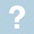 Help icon. Question mark sign on blue striped background. Vector