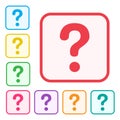 Help icon. Red question mark sign. Colorful set additional versions help icons. Vector Royalty Free Stock Photo