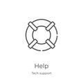 help icon vector from tech support collection. Thin line help outline icon vector illustration. Outline, thin line help icon for