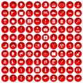 100 help icons set red Royalty Free Stock Photo