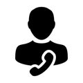 Help Line icon vector male user person profile avatar with phone symbol for business contact and communication in flat color glyph Royalty Free Stock Photo