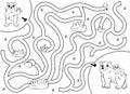 Help the little lost bear find the way to his mom. Cartoon maze or labyrinth game for preschool children. Puzzle. Tangled road.