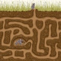 Help the little mouse find his family in the hole. Children`s game picture puzzle