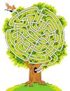 Help a little squirrel through a maze shaped like branches and a tree. Children puzzle