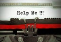 Help me by the old typewriter on white paper