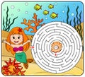 Help mermaid find path to pearl. Labyrinth. Maze game for kids