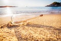 Help message bottle beach Royalty Free Stock Photo