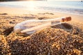 Help message bottle beach Royalty Free Stock Photo