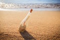 Help message bottle beach Royalty Free Stock Photo