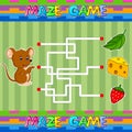 Help mouse find the right path to cheese. Labyrinth. Maze game for kids