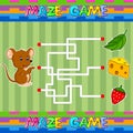 Help mouse find the right path to cheese. Labyrinth. Maze game for kids