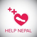 Help nepal heart and plus red symbol
