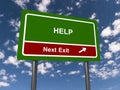 help next exit traffic sign on blue sky Royalty Free Stock Photo