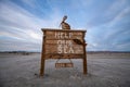 Help our sea sign on Bombay Beach Royalty Free Stock Photo