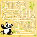 Help panda bear find path to bamboo. Labyrinth. Maze game for kids Royalty Free Stock Photo