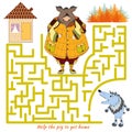 Help the pig to get home and out of the maze. Vector Rebus