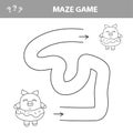 Help piggy find path. Labyrinth. Maze game for kids. Vector illustration