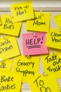 Help, Post it Notes, To Do List Sticky Notes, Overwhelmed Concept, Busy Concept, Need Help Concept