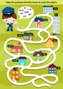 Help the postman find the house to send the letters Royalty Free Stock Photo