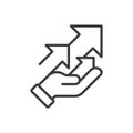 Help with project launch, icon in line design. Help, project, launch, support, assistance, teamwork, planning on white
