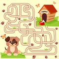 Help puppy find path to his house. Labyrinth. Maze game for kids