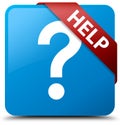 Help (question icon) cyan blue square button red ribbon in corner Royalty Free Stock Photo