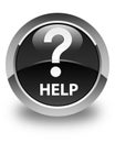 Help (question icon) glossy black round button Royalty Free Stock Photo