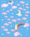 Help the rainbow unicorn to reach his friend jumping on clouds . Color maze or labyrinth game for preschool kids. Puzzle. Tangled