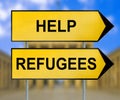 Help Refugee traffic sign with blurred Berlin background