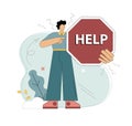 Help. Request to help. Search for assistants, philanthropists, workers. Donaters. Loneliness Royalty Free Stock Photo