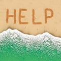 Help Sign on the beach. Royalty Free Stock Photo