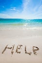 Help Sign on the beach Royalty Free Stock Photo