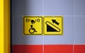 Help sign for a person in a wheelchair. Assistance in climbing stairs. icon for handicap Royalty Free Stock Photo