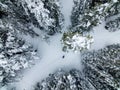 Help! Sos! Aerial Drone photo of a lost hiker in the Colorado Rocky Mountains Royalty Free Stock Photo