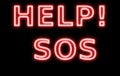 help sos neon sign retro red Abstract resembling 24 hours neon sign Royalty Free Stock Photo