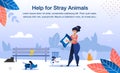 Help for Stray Animals Flat Vector Banner Template