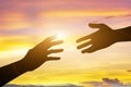 silhouette of helping hands concept and international day of peace how can i help you Royalty Free Stock Photo