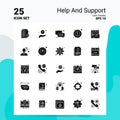 25 Help And Support Icon Set. 100% Editable EPS 10 Files. Business Logo Concept Ideas Solid Glyph icon design Royalty Free Stock Photo