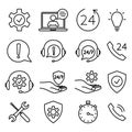 Help and support icon set. Online technical support. Concept illustration for assistance, call center, virtual help service. Royalty Free Stock Photo