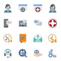 Help and support service flat icons set isolated on white background vector illustration. Royalty Free Stock Photo